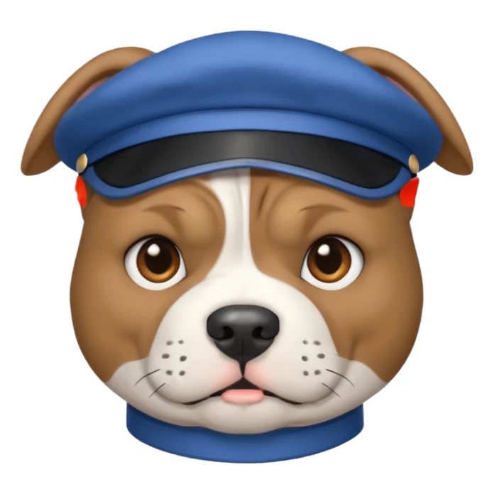 round circle puppy head uniform grey bleu staffy, stupid expression sticker