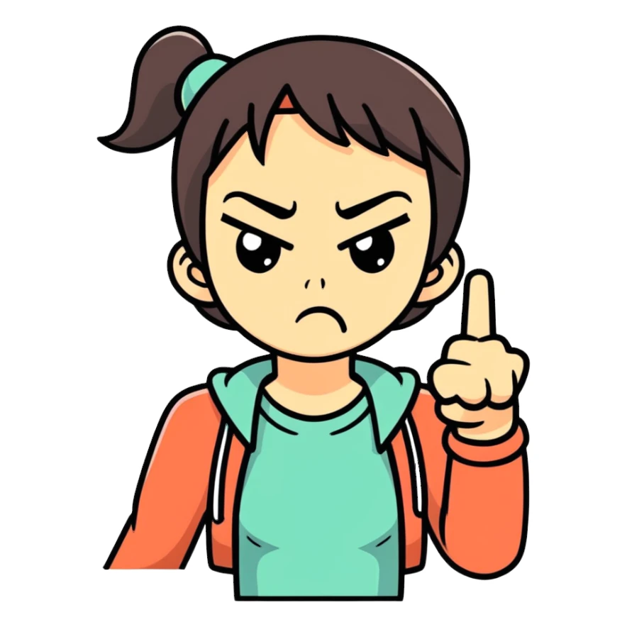Angry girl middle finger sticker