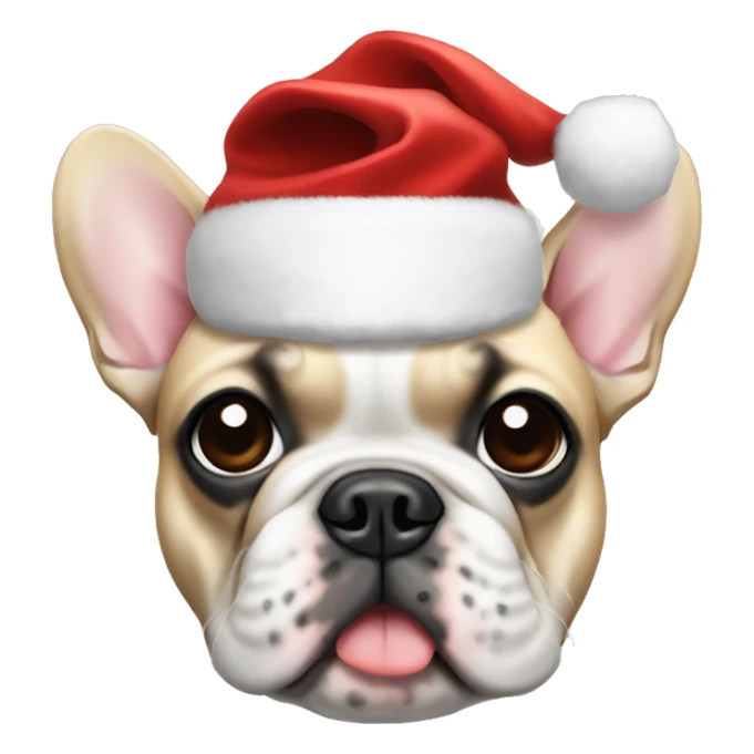 French bulldog with a Santa hat sticker