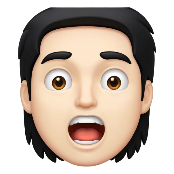 Mouth of white guy with black hair open sticker