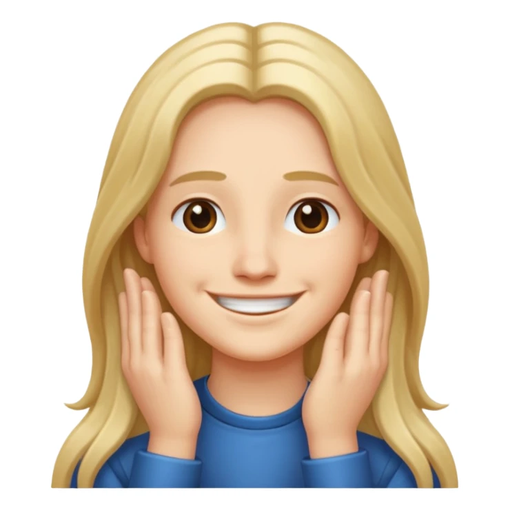 Hands under chin smiling long hair  sticker