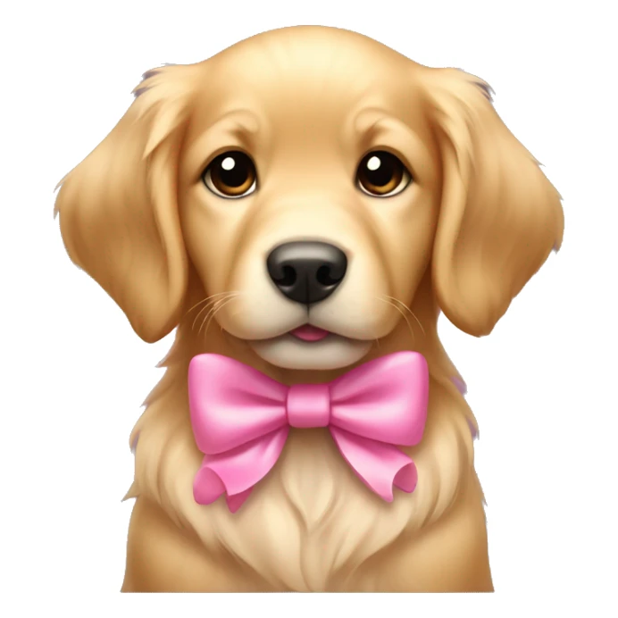 puppy golden retriever with pink bow  sticker