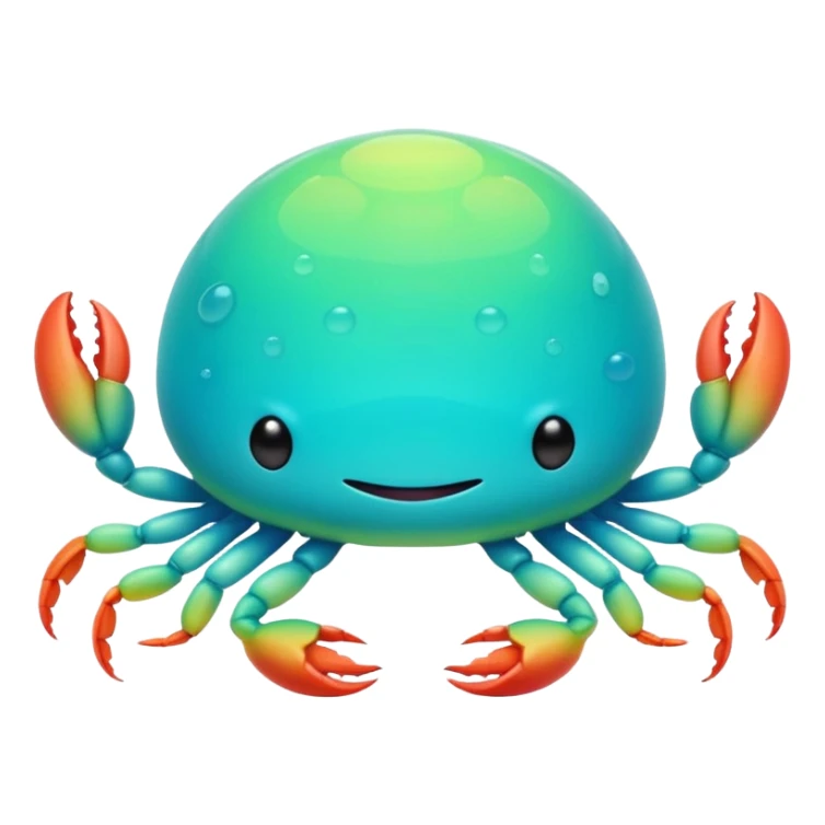 Neon glowing Cyan-lime-gradients jelly-prawn-crab-squid lamp satellite squishy squishmallow pillow with antennas and legs sticker