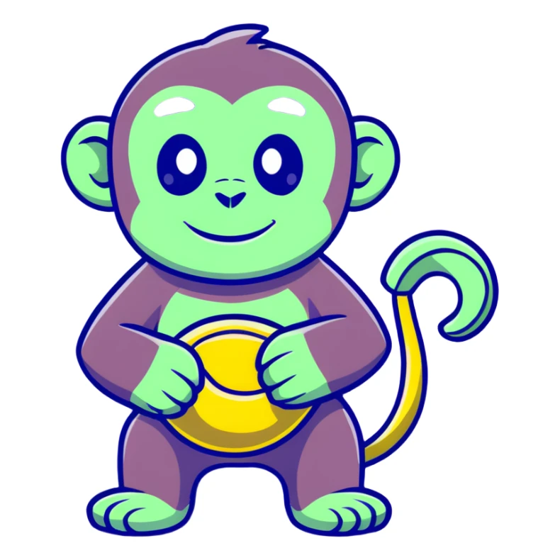 green chimpanzee with a banana body sticker