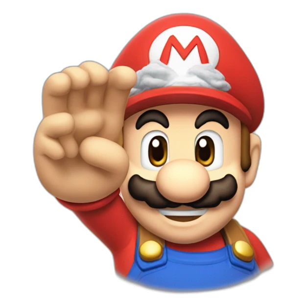 Mario à côté d'une main qui montre un pouce vers le ciel sticker