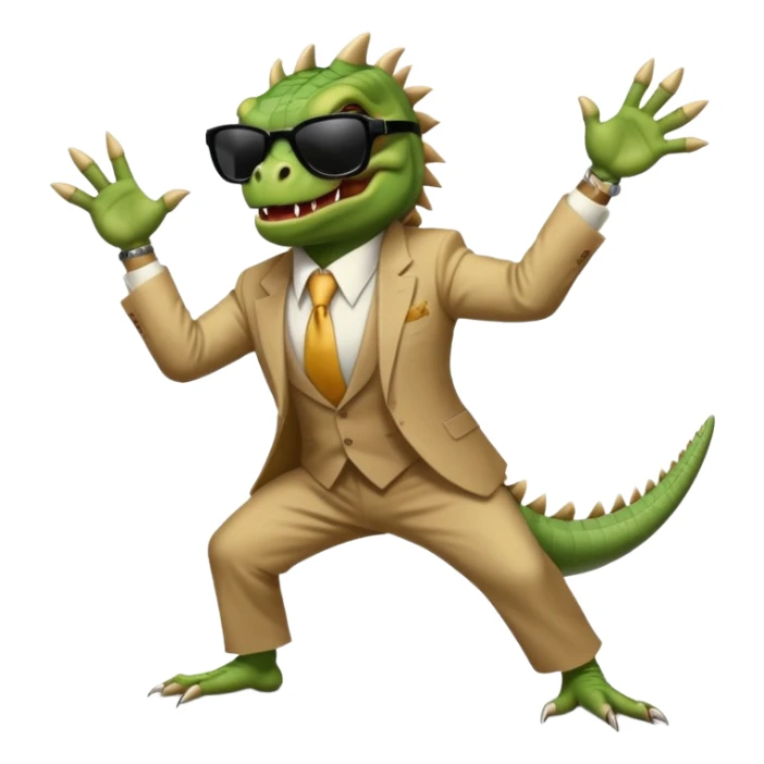 capitalist iguana banker godfather with black sunglasses breakdance scaring sticker