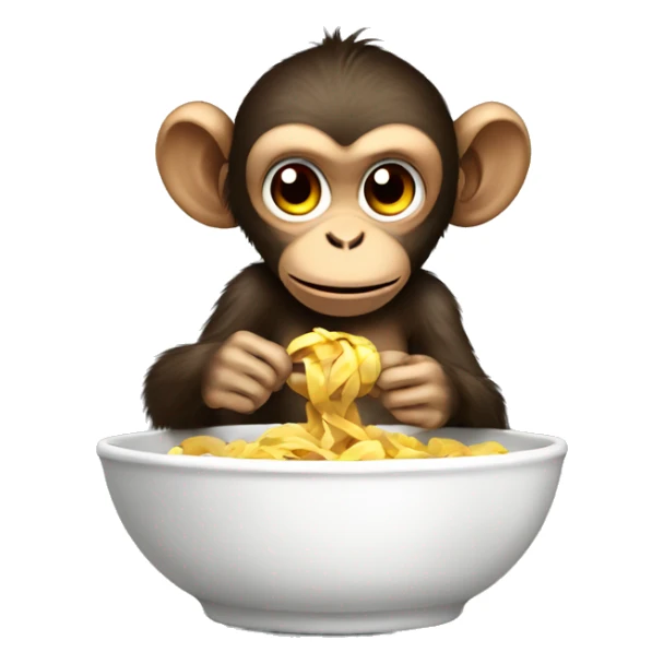 the monkey with the ribbon eats food from the bowl sticker