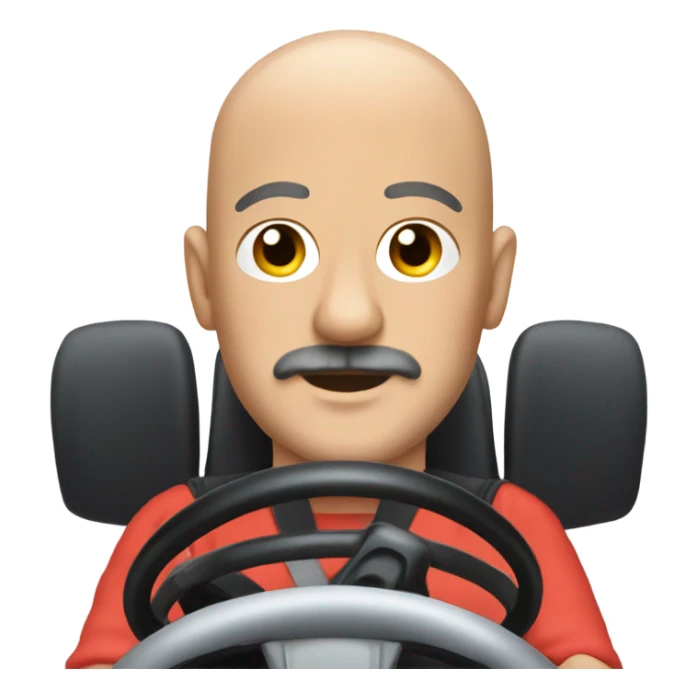 Bald man with mustache driving a gokart  sticker