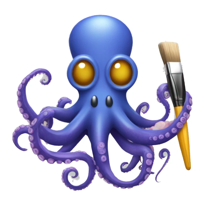 An octopus holding a paintbrush in one tentacle sticker