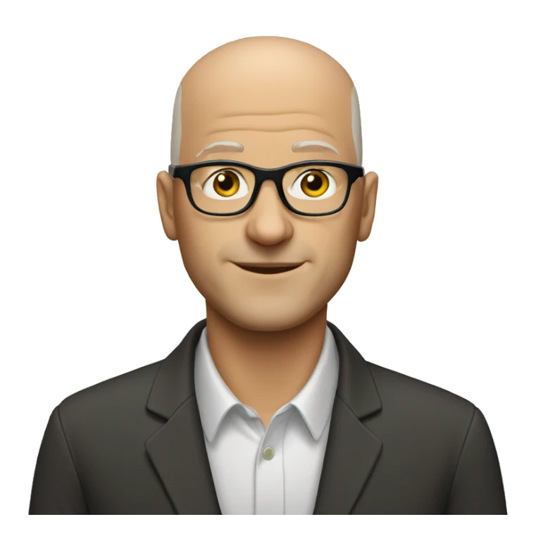 a white bald man with glasses sticker
