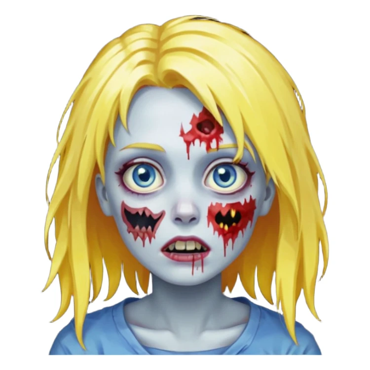zombie girl yellow hair and blue eyes pixeled ñow cality sticker