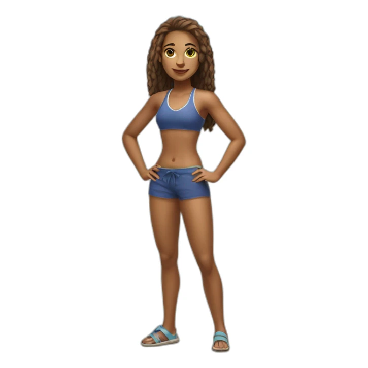 realistic beachvolley girl full body posing with separated legs sticker