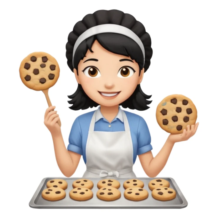 black hair light brown skinned girl making cookies sticker