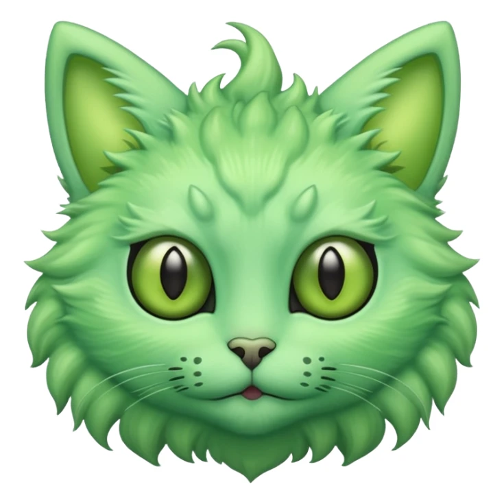 I want a cute fluffy green cat with alien eyes and alien antennas sticker