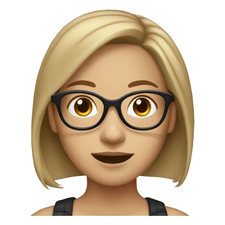 light skinned girl with black glasses and light brown hair sticker