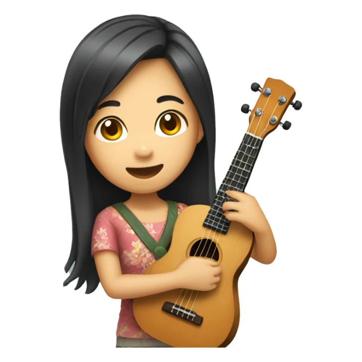 Asian Girl playing ukulele  sticker