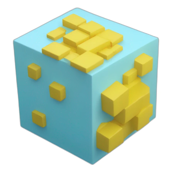 Light blue cube and on top of it yellow nimb sticker