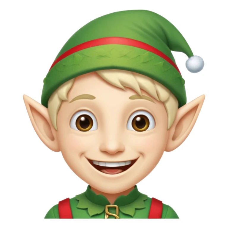 duende navideño con una sonrisa amplia y brackets en los dientes sticker