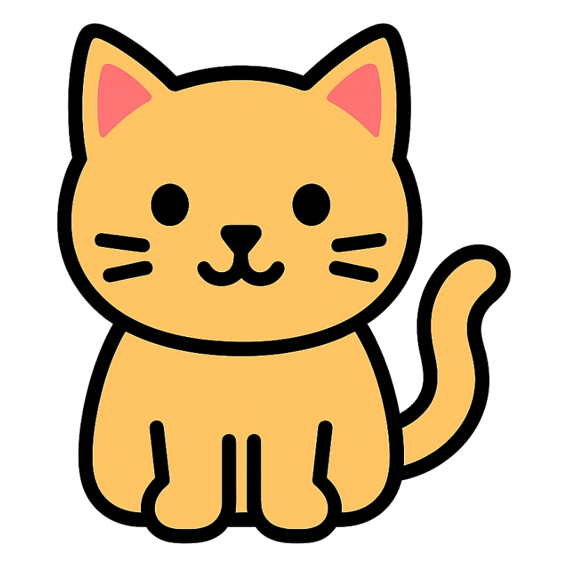 cat icon with color and black outlines sticker