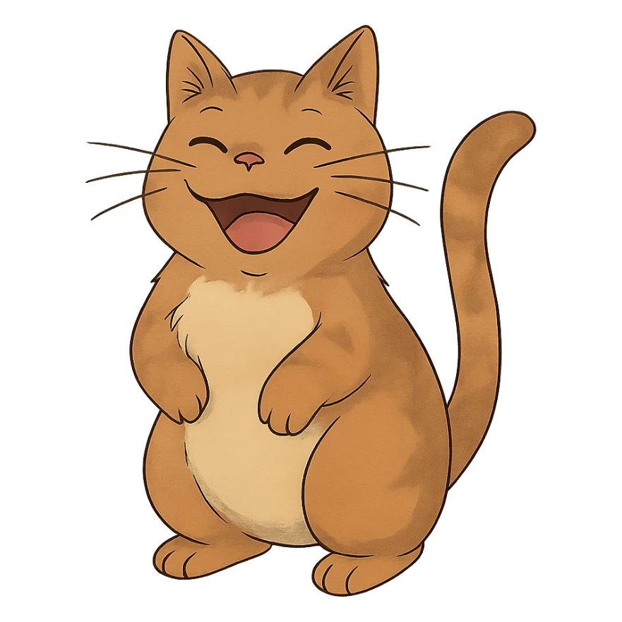ghibli style happy cat sticker