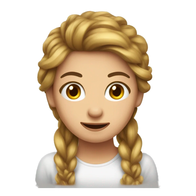 Ragazza con i capelli castani disperata sui libri  sticker