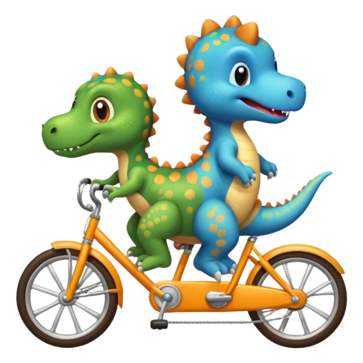 Baby dinosaur and  puppy riding a retro bike  sticker
