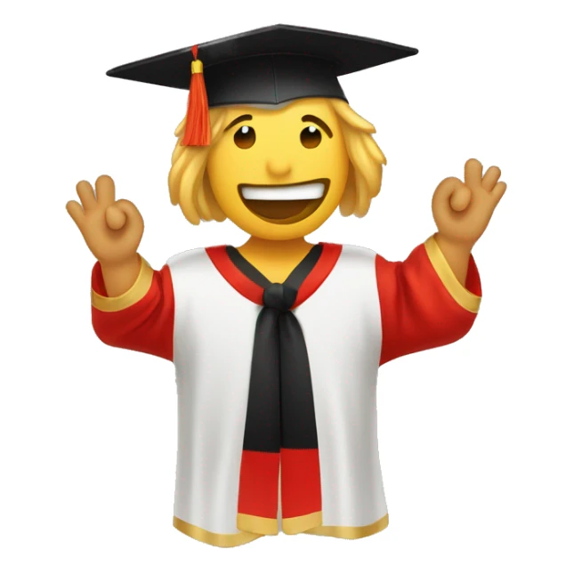 Birrete con un diploma color dorado y negro y el lazo rojo . sticker