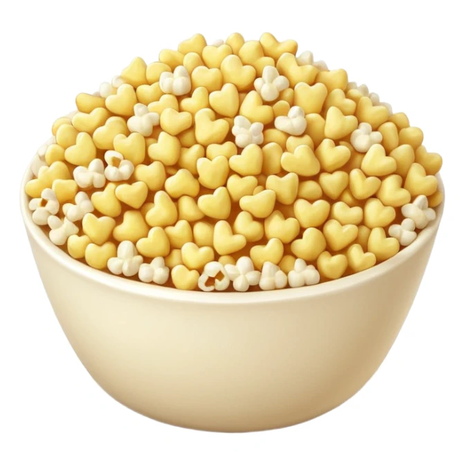 loose cluster of popped corn kernels, pale buttery white with golden edges, no bowl or extras, soft lighting, subtle shadows, emoji scale sticker