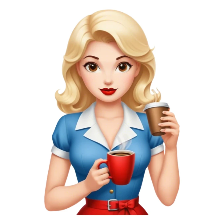 Pinup girl holding coffee sticker