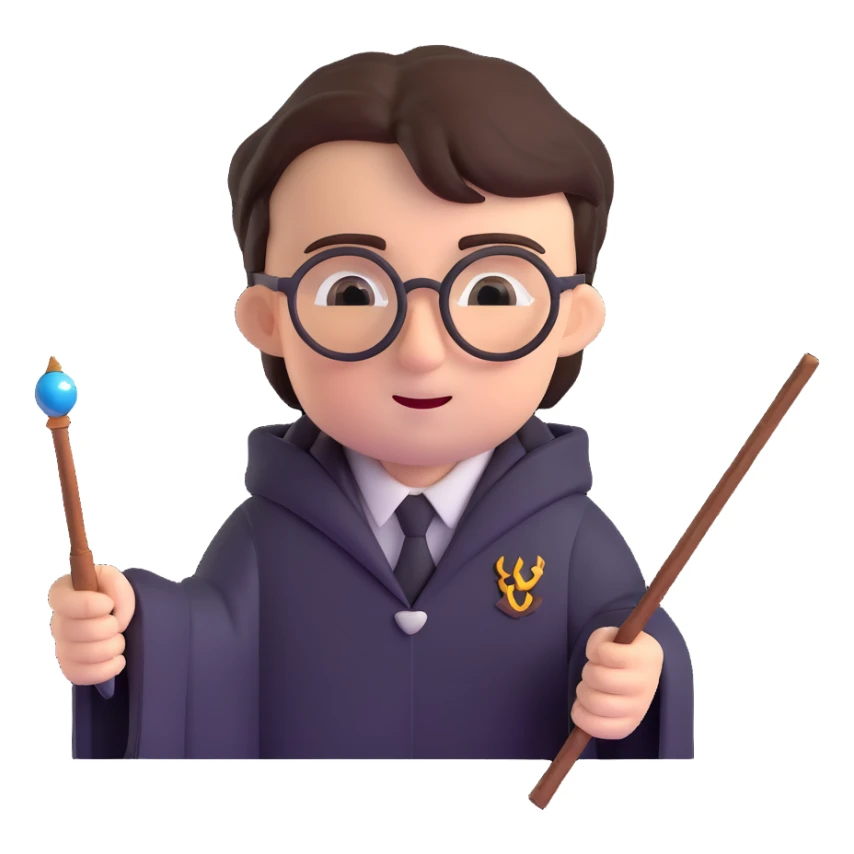 Harry Potter with glasses and wand sticker