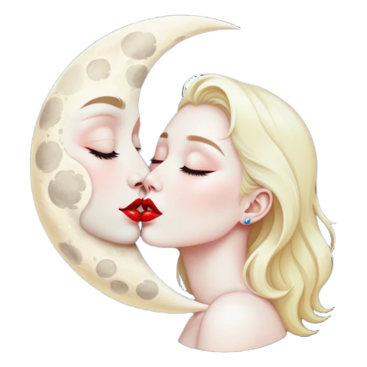 The moon giving a kiss sticker