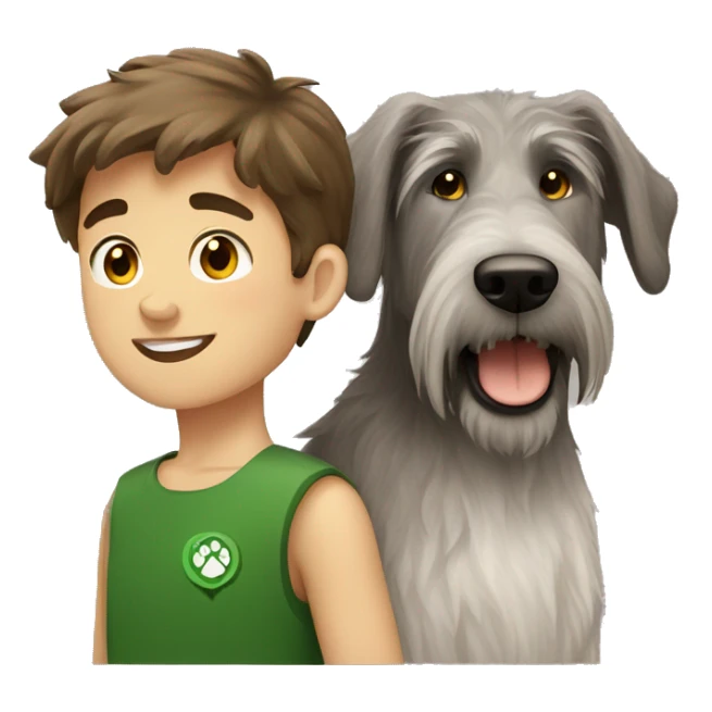 Brown hair boy and Irish wolfhound dog  sticker