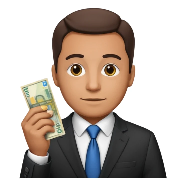 AN UNCLE with a tie in business clothes and with euro money
 sticker