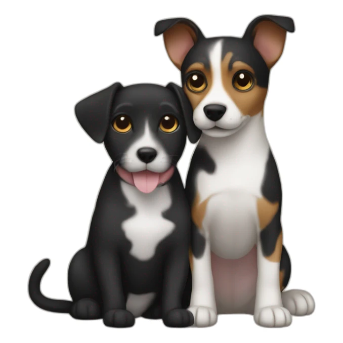 Black tabby cat and brown Jack Russell dog hugging sticker