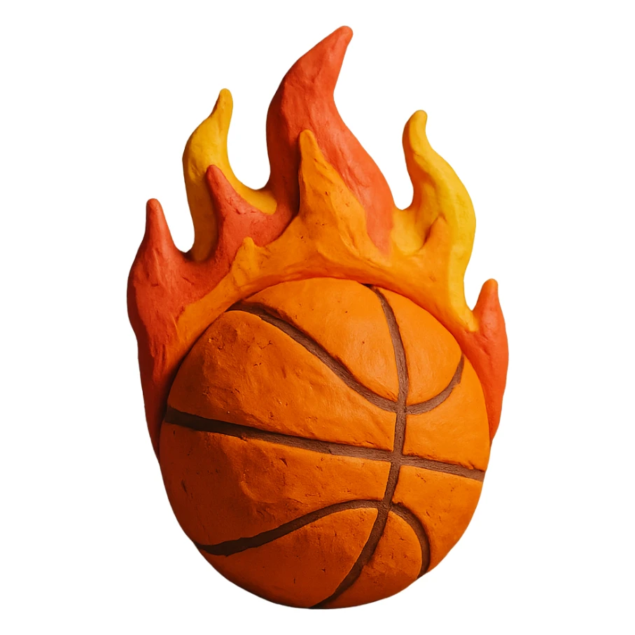 claymation style basketball on fire sticker