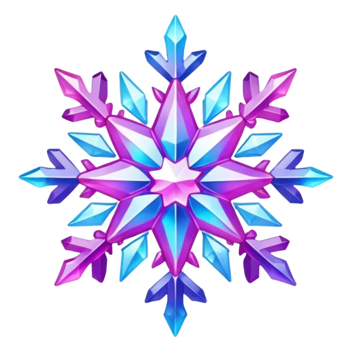 Gradient iridescent Pink violet blue crystal star snowflake  sticker