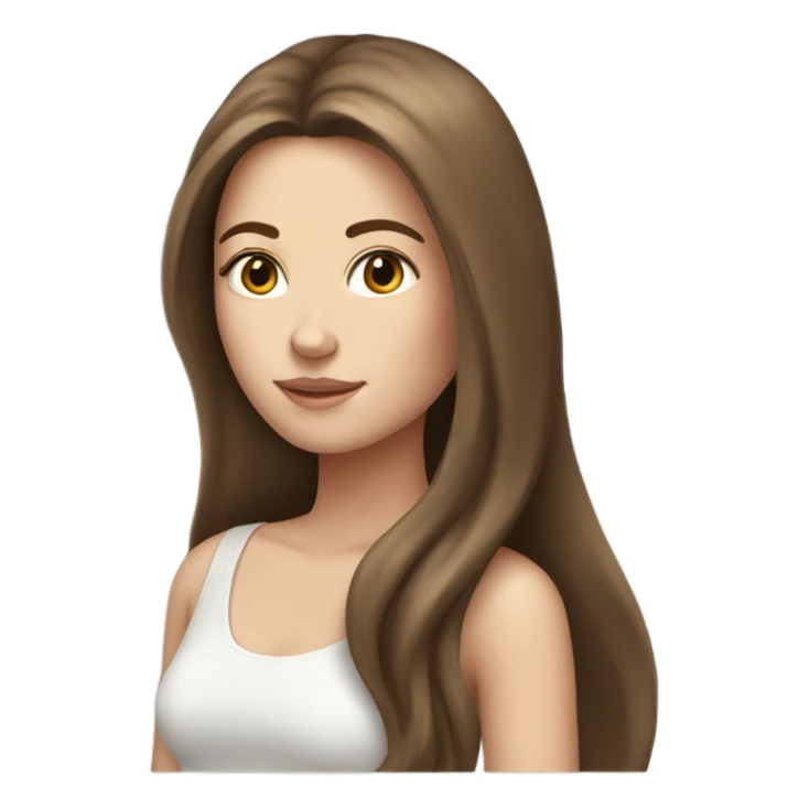 White girl with long brown hair sticker