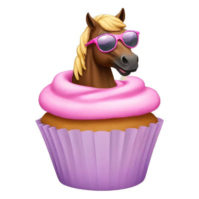 Cupcake riding a horse wearing pink sunglasses sticker