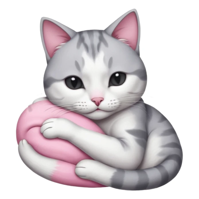 grey and white small cat with its eyes closed lying down leaning on his elbow with his paw curled under his head holding it up sticker