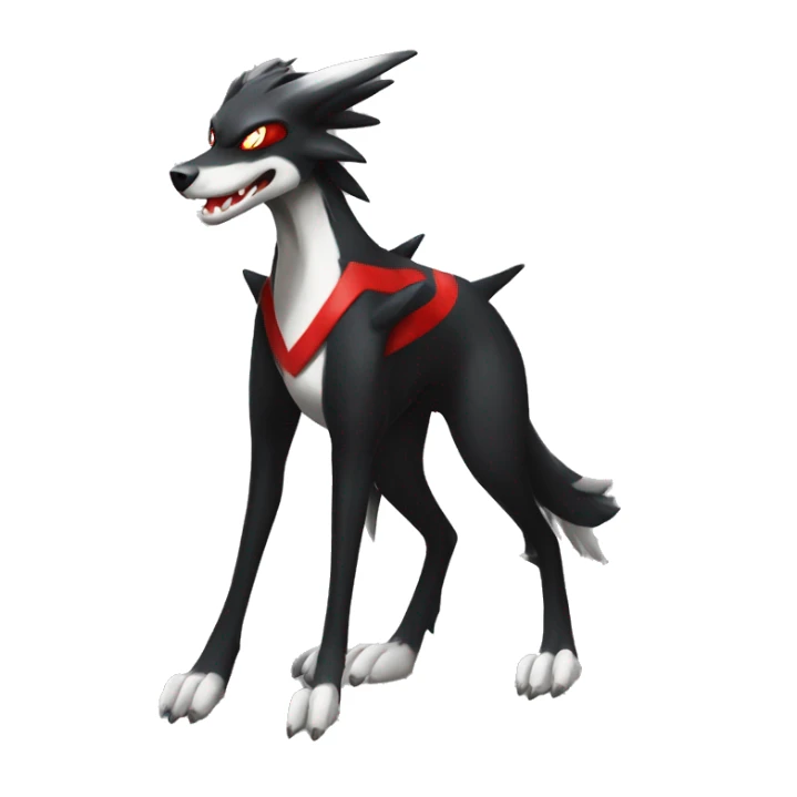 Black Cool Edgy Sergal-Houndoom-Fakémon  with White and Red Edgy markings sticker