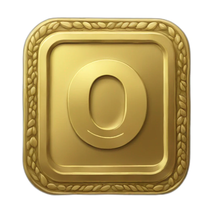gold square coin with large "0" label in center and laurel sticker