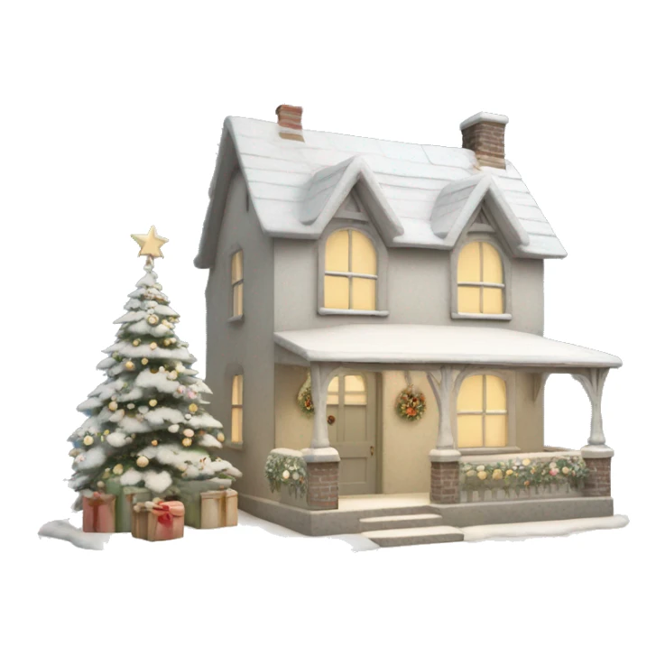 Shabby chic style English Christmas cottage sticker
