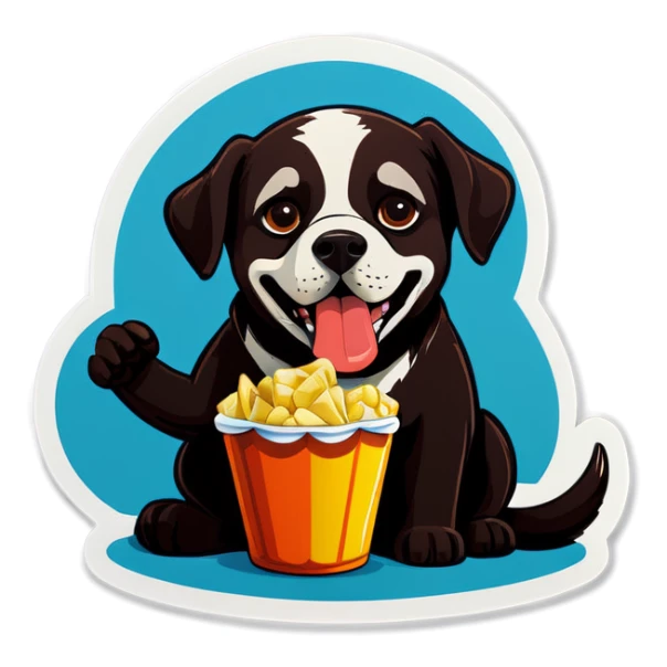 Perro comiendo Pipo sticker