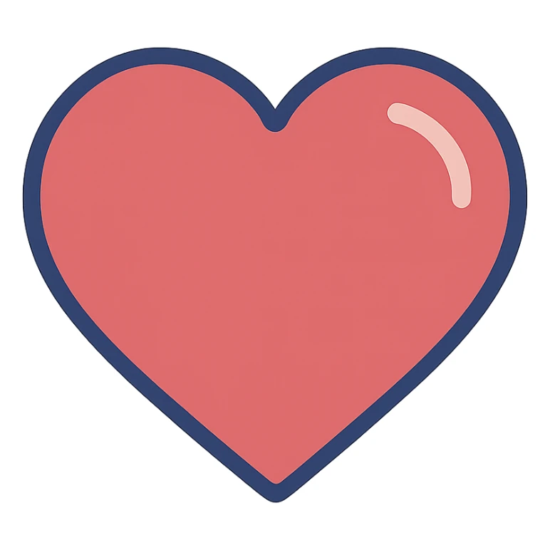 red heart with subtle shine, clean and modern illustration style sticker