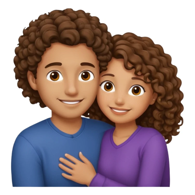 Girl cuddle with guy that have curly brown hair  sticker