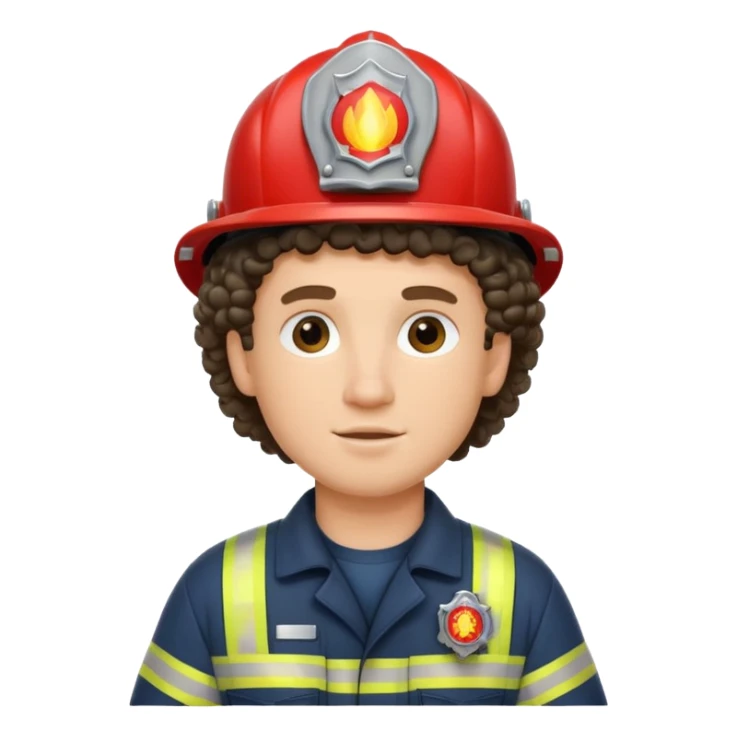 fireman with curly hair  sticker