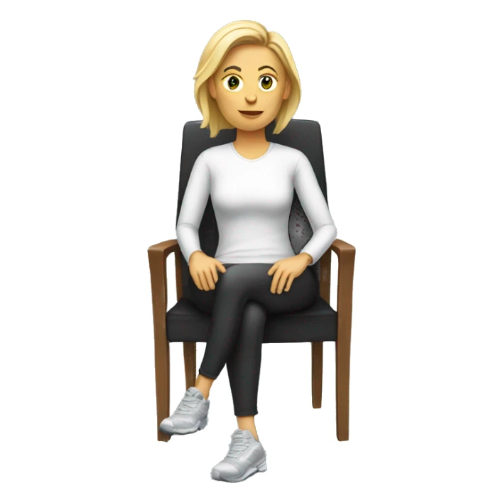 white woman in sport sitting down on a chair  sticker