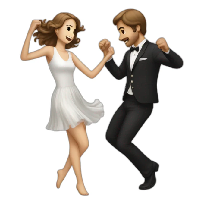 White brown hair couple dancing rocknroll sticker