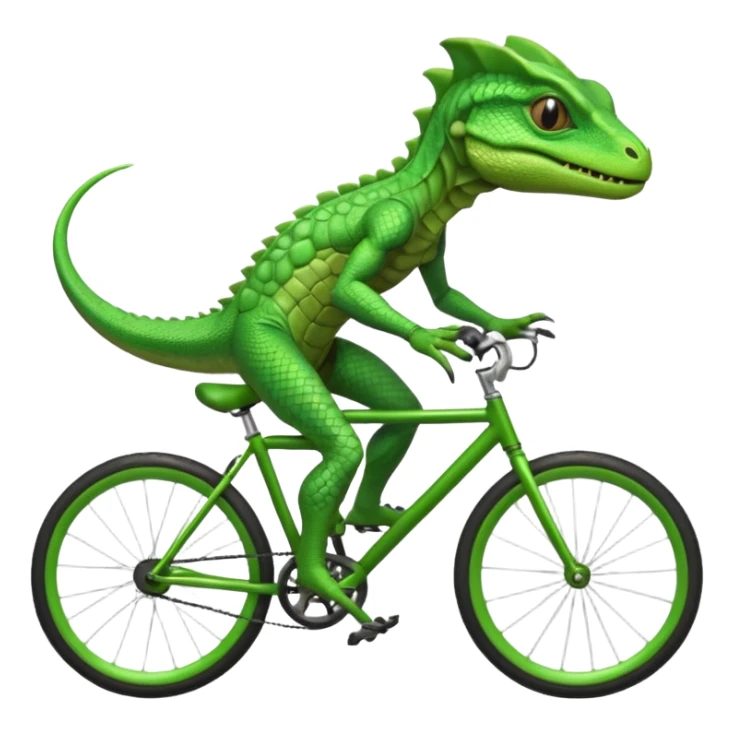 reptilian alien riding a bicycle, lizard-like face, scaled skin, athletic cycling pose, alien warrior vibe, 3D cartoon, mobile game icon style, clean background, no text, no watermark
 sticker