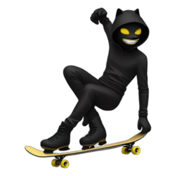chat noir qui fait du skate sticker